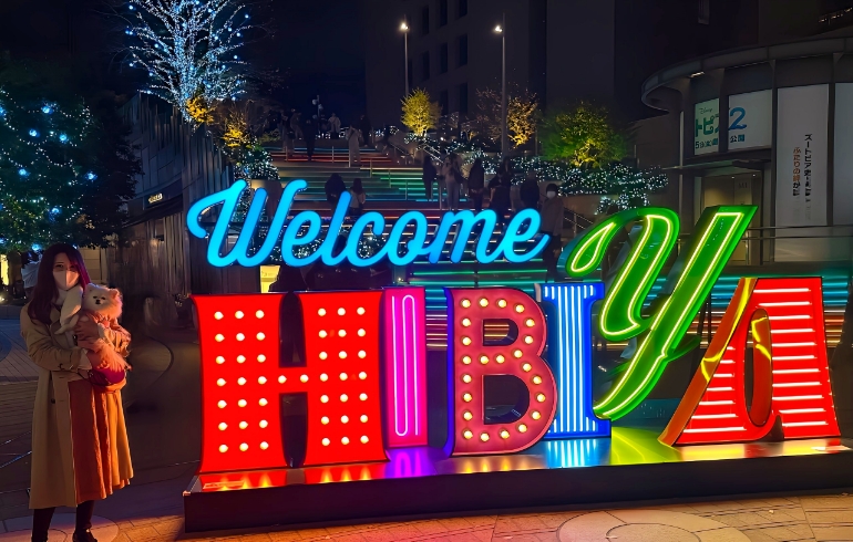 Welcome HIBIYA イルミネーション（夜）とゆめちゃん