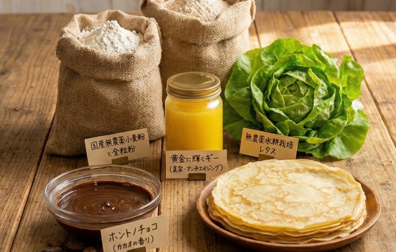 クレープのこだわり材料各種