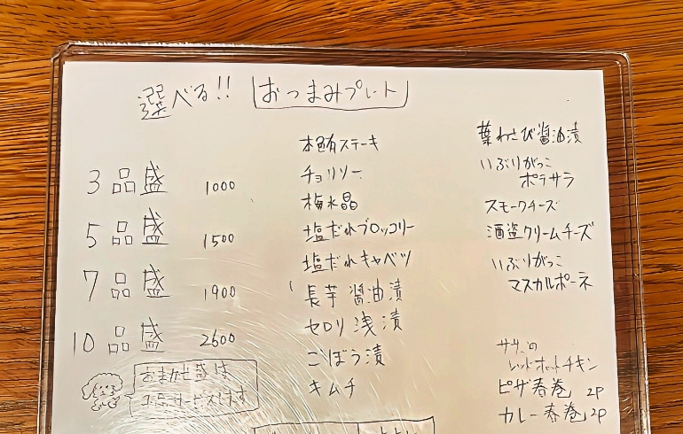 おつまみプレートメニュー
