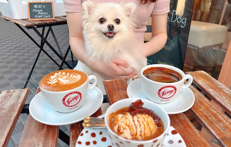 エスプレッソぜんざいとエスプレッソとカフェラテとゆめちゃん