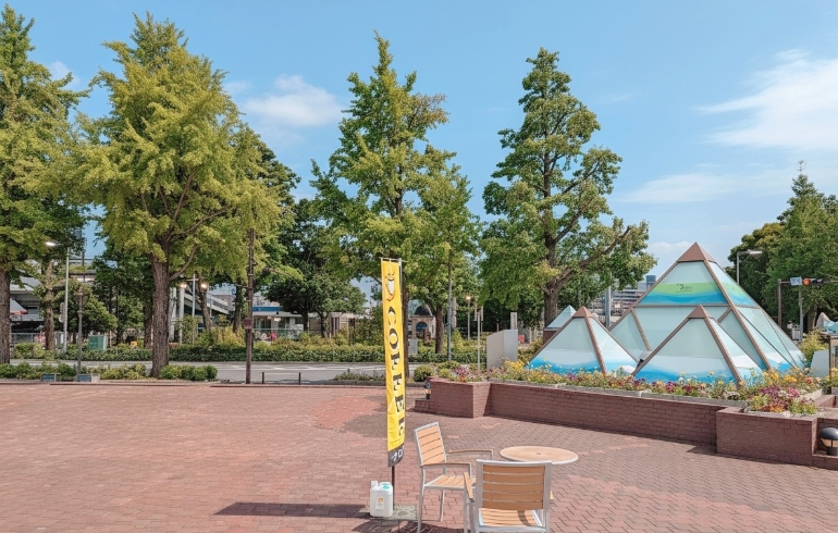テラス席から見える山下公園の景色2