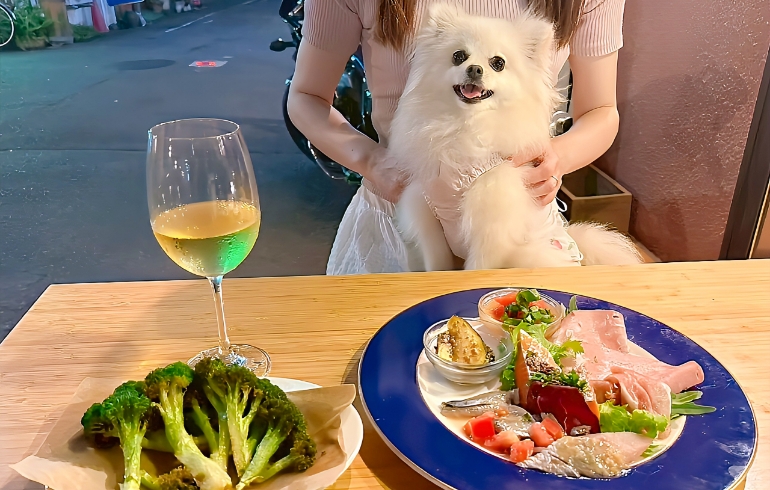 ゆめちゃんと前菜盛り合わせとアゲアゲブロっコリー