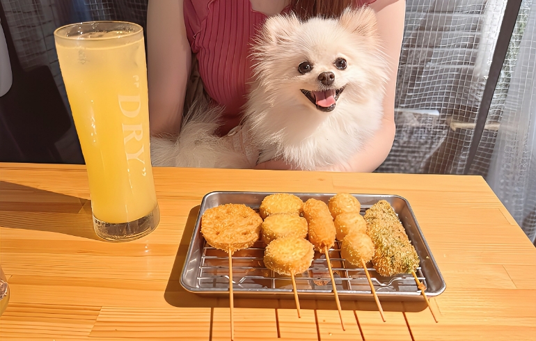 串かつ５本（野菜・たまご）とゆめちゃん