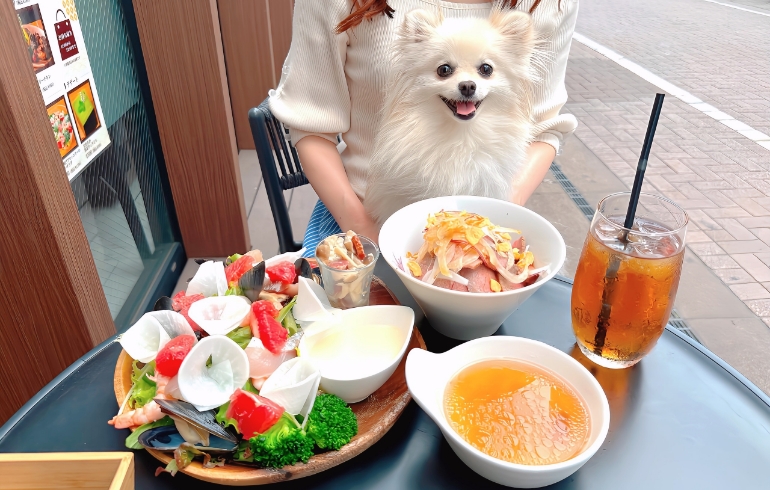 極上ローストビーフ丼と海と畑の恵みフレッシュフルーツ＆サラダプレートとゆめちゃん