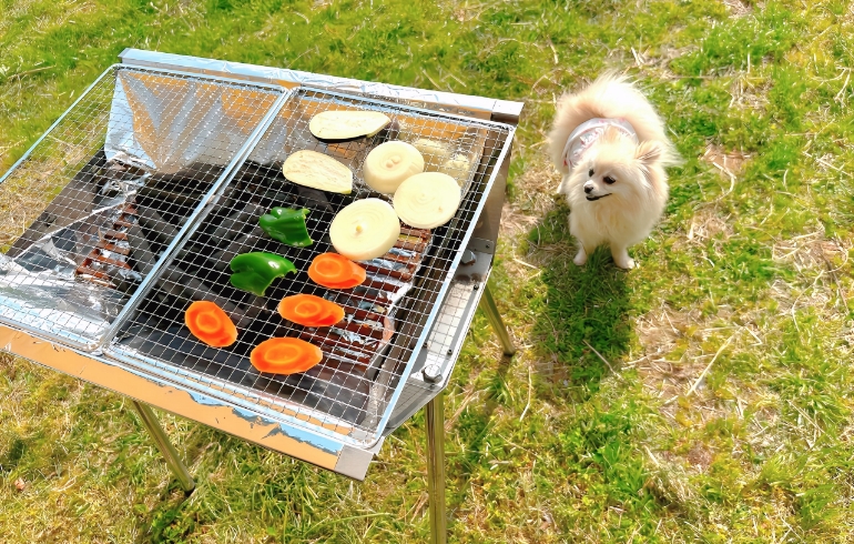 野菜食材焼き中
