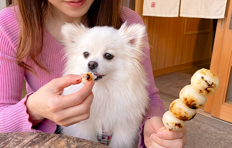 素焼き団子とゆめちゃん（食べ中）