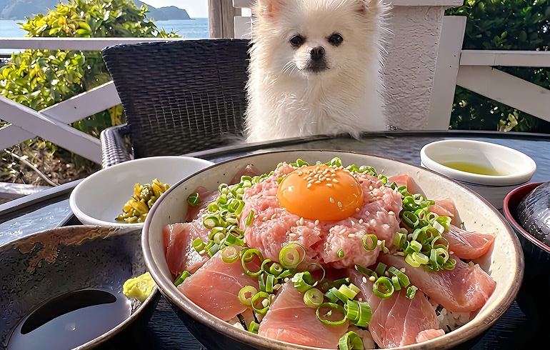 マグロとネギトロの月見定食