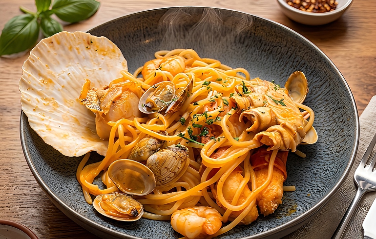 Frutti di Mare 横浜 海の幸のトマトクリームソース ペスカトーレ