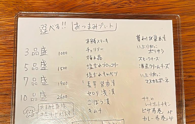 おつまみプレートメニュー おつまみプレートメニュー
