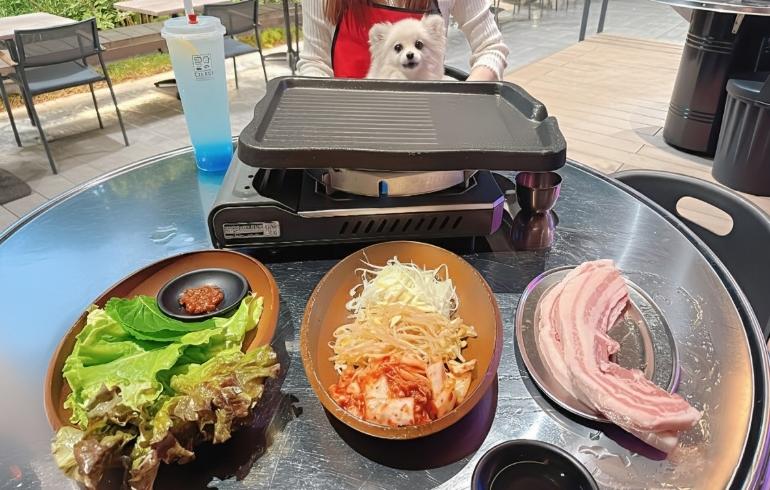 サムギョプサル（焼く前）とゆめちゃん