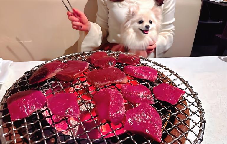 ゆめちゃんのお肉（炭火焼き中）