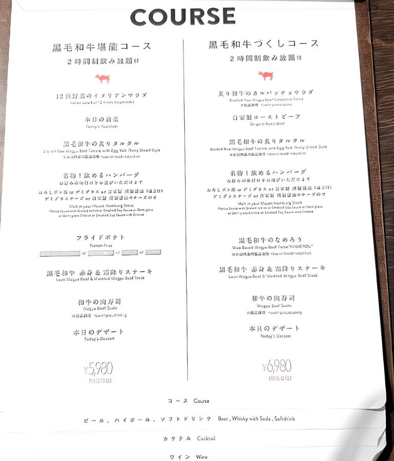 メニュー、料理7 メニュー、料理7