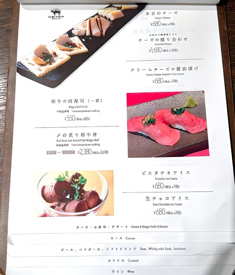 メニュー、料理9 メニュー、料理9
