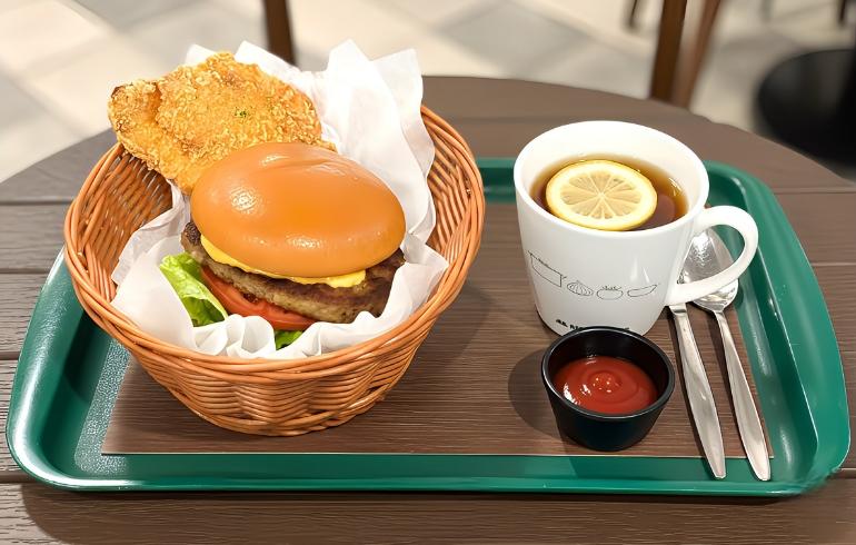 テリヤキバーガーとチキンとドリンク テリヤキバーガーとチキンとドリンク