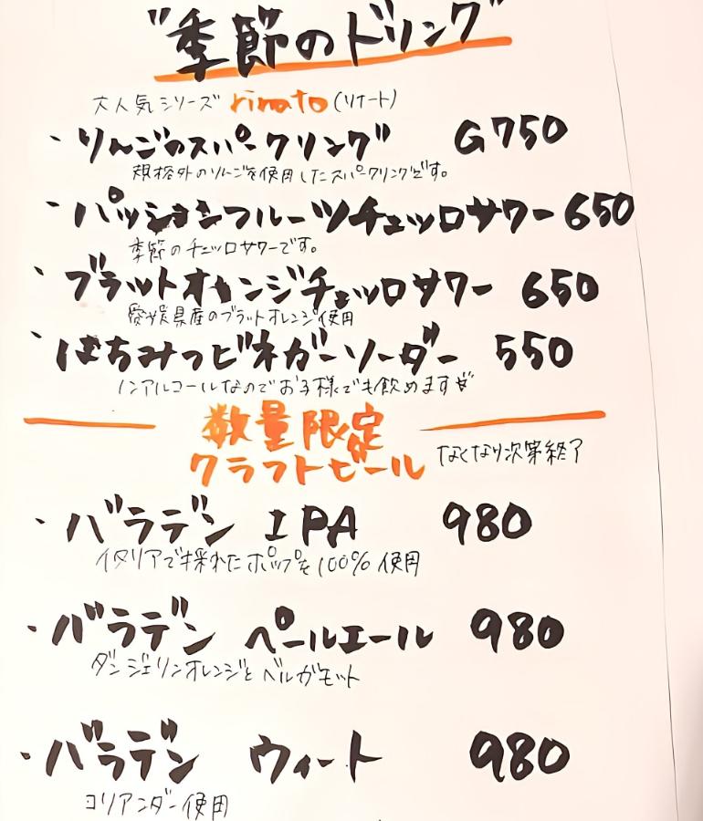 メニュー、料理6 メニュー、料理6