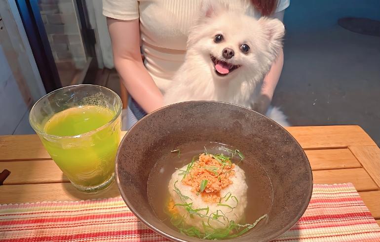出汁ごはんおにぎりの出汁茶漬けとゆめちゃん