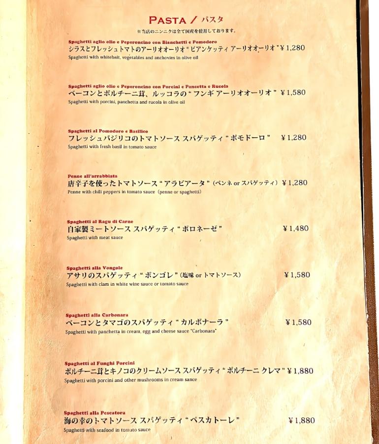 メニュー、料理8 メニュー、料理8