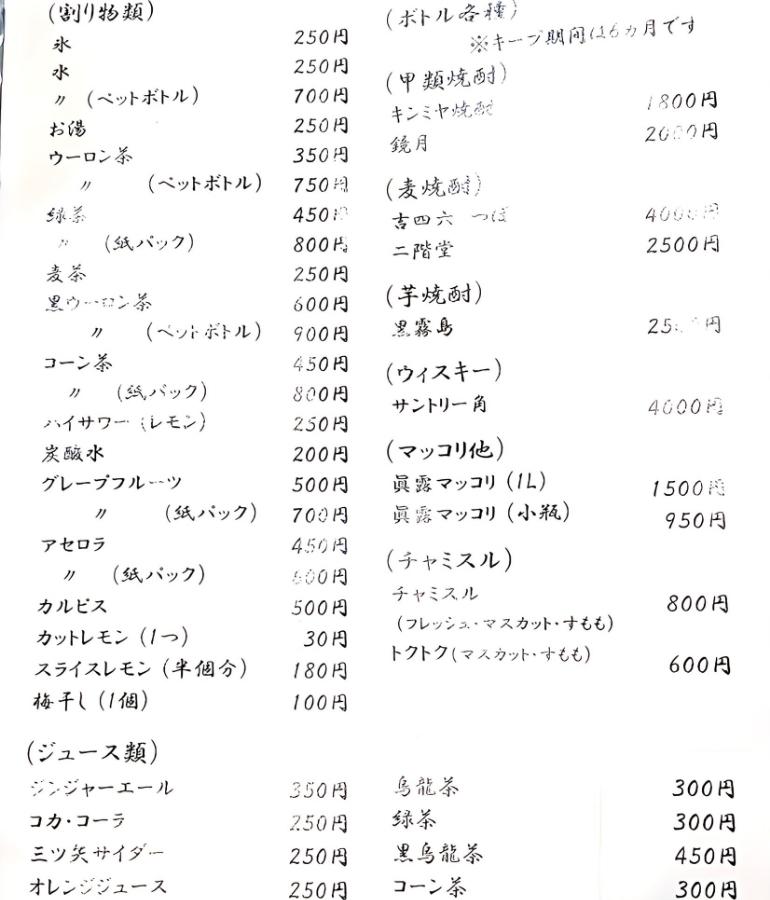 メニュー、料理6